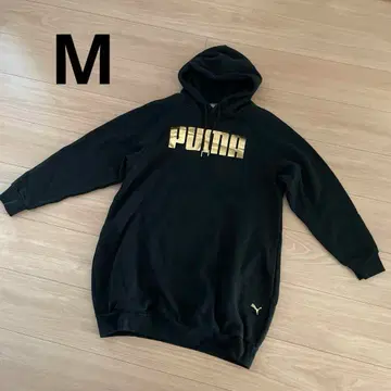 PUMA 블랙 골드 로고 후드티 원피스 쭈리 따뜻한 긴팔