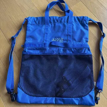 AIGLE 파랑 4WAY 백 메쉬 포켓 부착