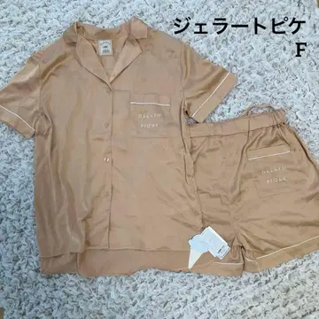 택 포함 젤라또피케 오렌지 베이지 새틴 룸웨어 셋업