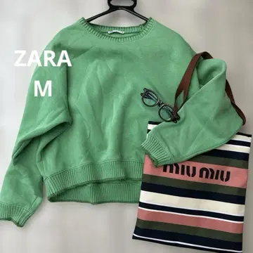 ZARA 그린 속기모 맨투맨 M