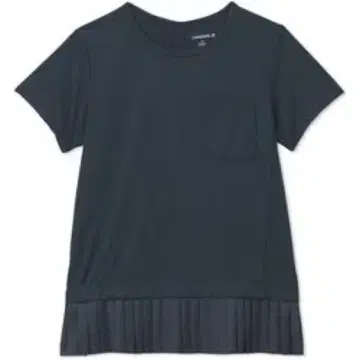 DANSKIN M 사이즈 플리츠 밑단 반팔 T셔츠