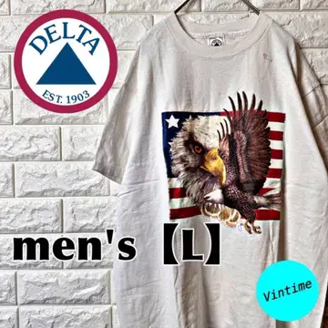 AH191 [ DELTA ] 프린트 T셔츠 [ 남성용 L ] 화이트