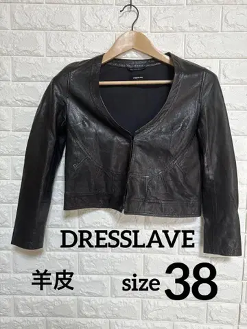 DRESSLAVE 쉬폰 가죽 라이더 자켓 노카라