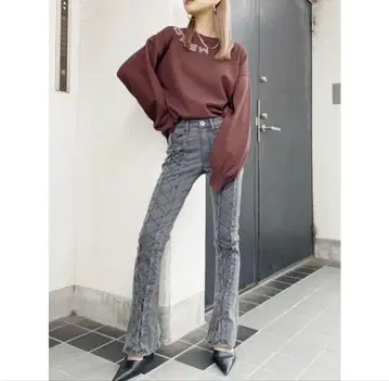 GYDA 그레이 플레어 데님 팬츠 S