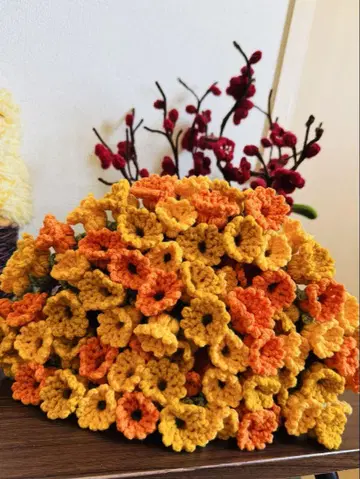 크로 셰 뜨개질 은방울꽃 부케 담요 60cm