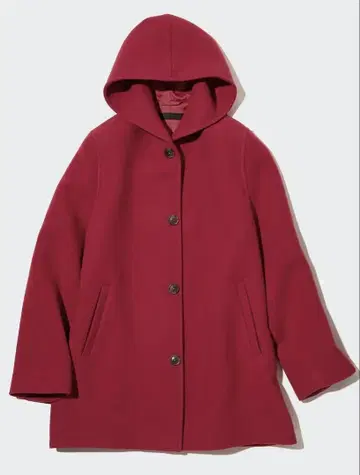 UNIQLO 후드 부착 레드 코트 XL