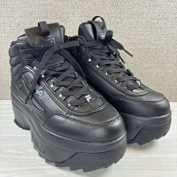 [ 미사용급 ] FILA 휠라 스니커즈 통굽 올 블랙 블랙 23cm