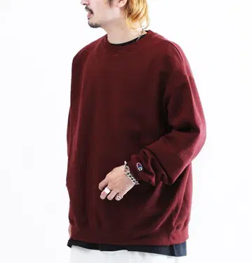 챔피온 오버 사이즈 크루넥 맨투맨 와인 XL
