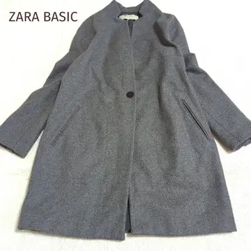 341 ZARA BASIC 양모 혼방 롱 코트 울 그레이 넉넉한 핏