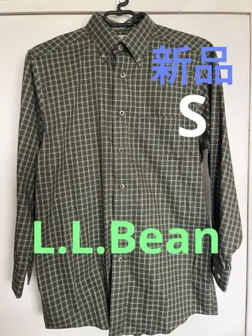 L.L.Bean 링크 프리 체크 버튼 다운 셔츠 그린 S