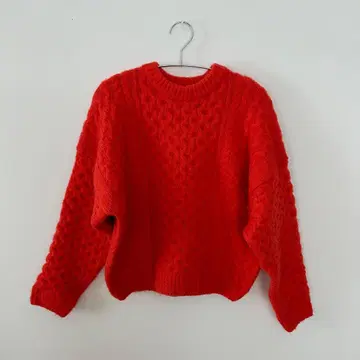 nugu CHELSEA 케이블 니트 오렌지 레드 프리 사이즈