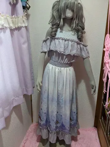 오프숄더 프릴 롱 원피스 아리엘 디즈니 D할로윈