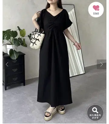 블랙 반팔 롱 원피스 미사용