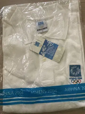 ATHENS 2004 화이트 피케 셔츠 M