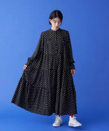 새상품급 manana suerte 도트 티어드 롱 원피스