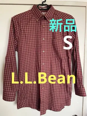 L.L.Bean 링크 프리 체크 버튼 다운 셔츠 버건디 S