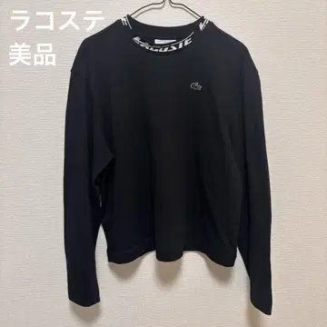 새상품급 Lacoste 네임 자카드 모크넥 맨투맨 블랙 긴팔