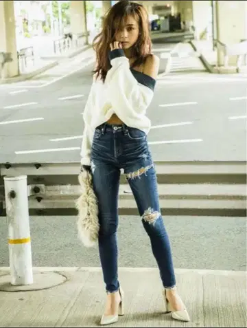 DYDA 데미지 가공 스키니 데님
