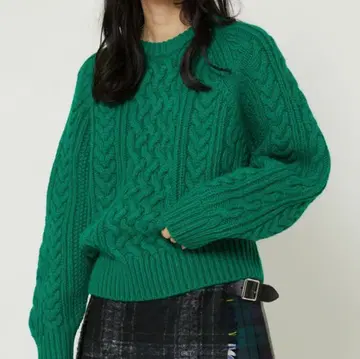 FREAK'S STORE 케이블 니트 그린 FREE 사이즈 아란