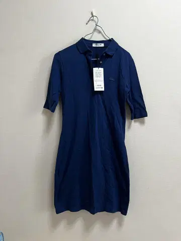 LACOSTE 슬림핏 반팔 원피스 36 네이비