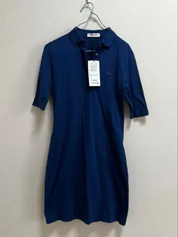 LACOSTE 슬림핏 반팔 원피스 36 네이비