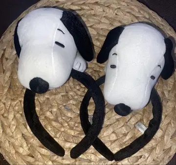 스누피 봉제 인형 머리띠 2개 세트