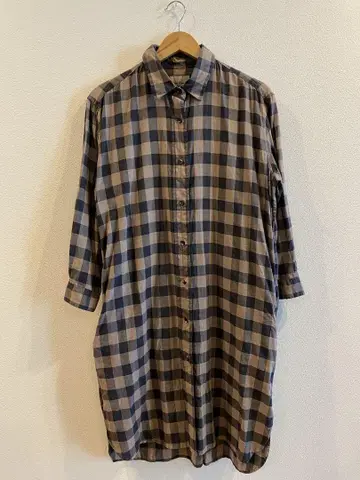 MARGARET HOWELL 체크 무늬 롱 셔츠