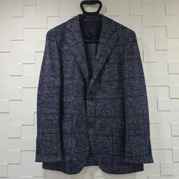 EDIFICE 네이비 체크 무늬 테일러드 자켓 Size46