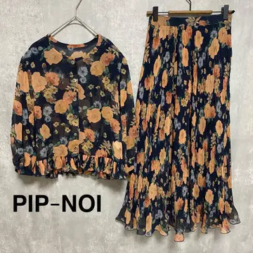 PIP-NOI 플라워 레이스 셋업 꽃무늬 롱 플레어 스커트