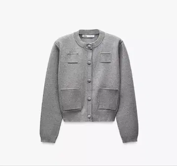 [ ZARA ] 플레인 니트 자켓 패디드 숄더