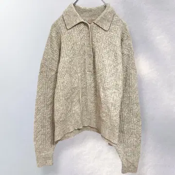 에이치앤엠 H&M 울 혼방 니트 피케 셔츠 오버 사이즈 M [ b12