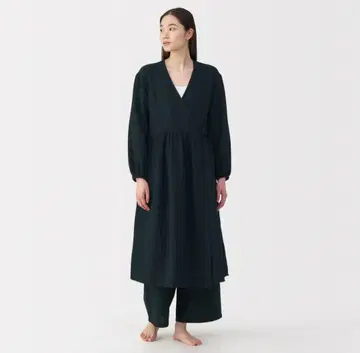 [새상품] 무인양품 후와리 시보 거즈 롱 가디건 XL 블랙