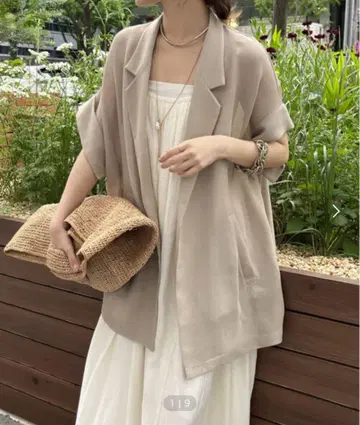 doudou 메쉬 반팔 자켓 베이지 프리 사이즈