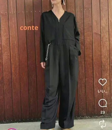 콘테 헨미 에미리 V넥 올인원 블랙