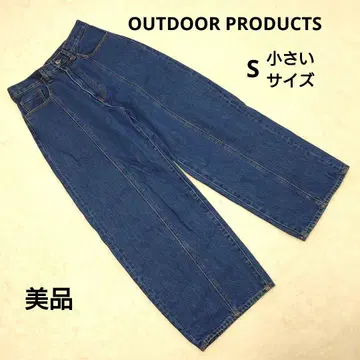 새상품급 OUTDOOR PRODUCTS 와이드 데님 팬츠 S 작은 사이즈