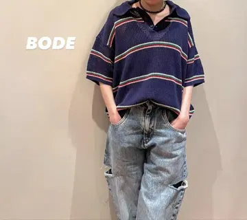 [레어 새상품급]BODE 네이비 스트라이프 피케 셔츠