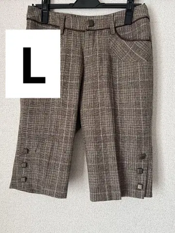 axes femme 브라운 계열 체크 캐주얼 팬츠 L