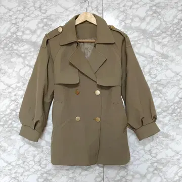 AERMA 미들 기장 트렌치코트 허리 리본 골드 버튼
