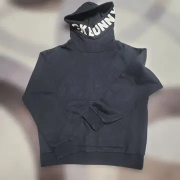 Jack Bunny 하이넥 블랙 후드티 로고 프린트