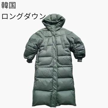 한국 LAP 카키 그린 롱 다운 코트 패딩 다운 페더