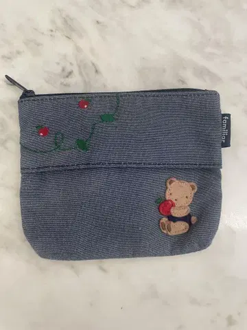 familiar 곰 자수 네이비 파우치