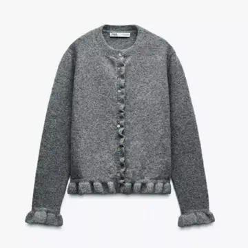 ZARA 그레이 프릴 가디건 S 사이즈