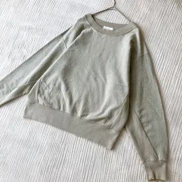 카구레 U넥 티셔츠 라이트 카키 루즈핏