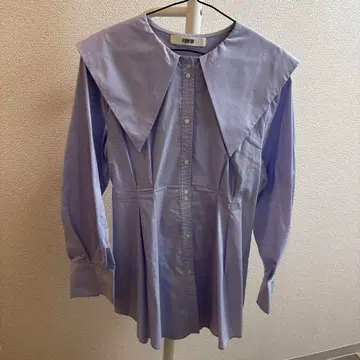 연보라색 큰 옷깃 긴팔 셔츠 세일러 카라