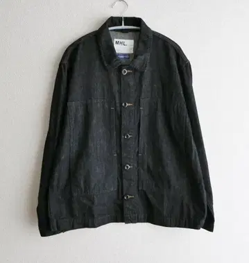 MHL. x CANTON OVERALLS 블랙 데님 자켓 블루종