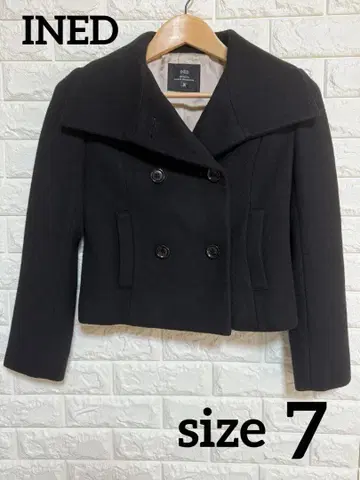 INED 울 더블 브레스트 숏코트 2way 블랙