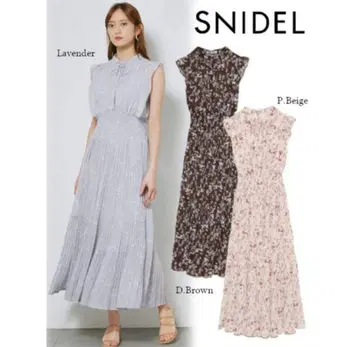 SNIDEL 프린트 플리츠 원피스 PBEG