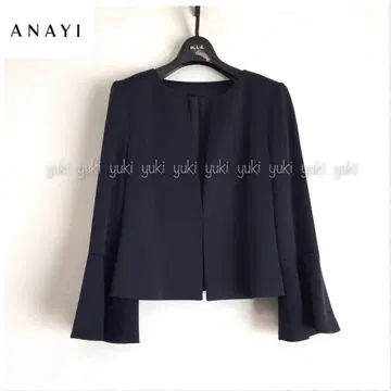 ANAYI 트리아세테이트 소매 플레어 자켓 네이비