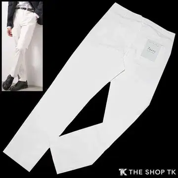 새상품 M THE SHOP TK 헤링본 스트레치 테이퍼드 팬츠 화이트