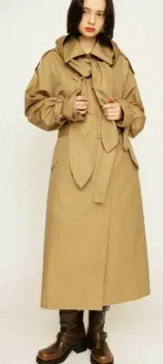 후디드 오버 트렌치 코트